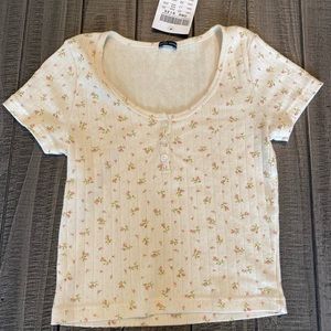 Brandy Melville Floral Eyelet Zelly Top